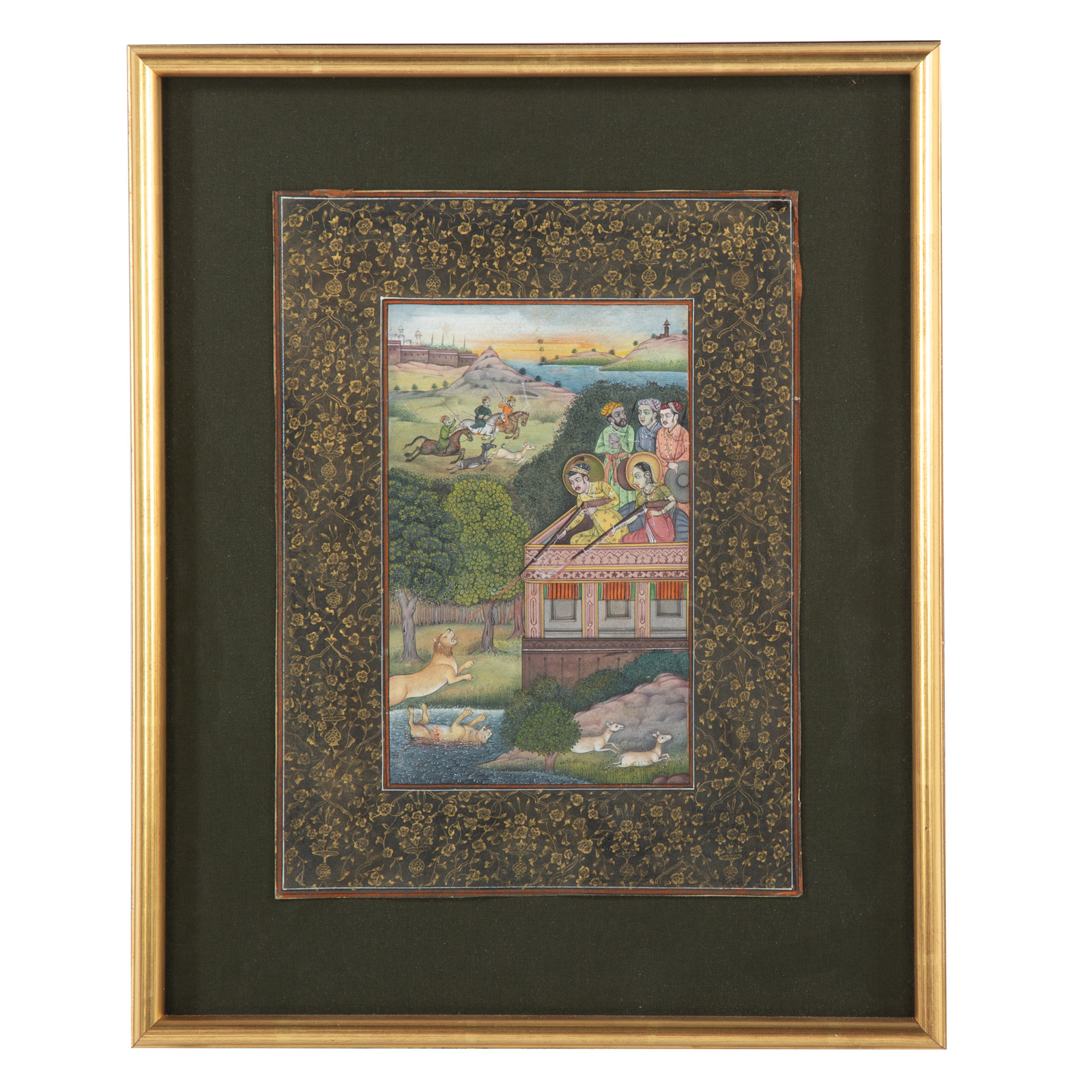 MUGHAL SCHOOL, 19TH C. LION ATTACK,