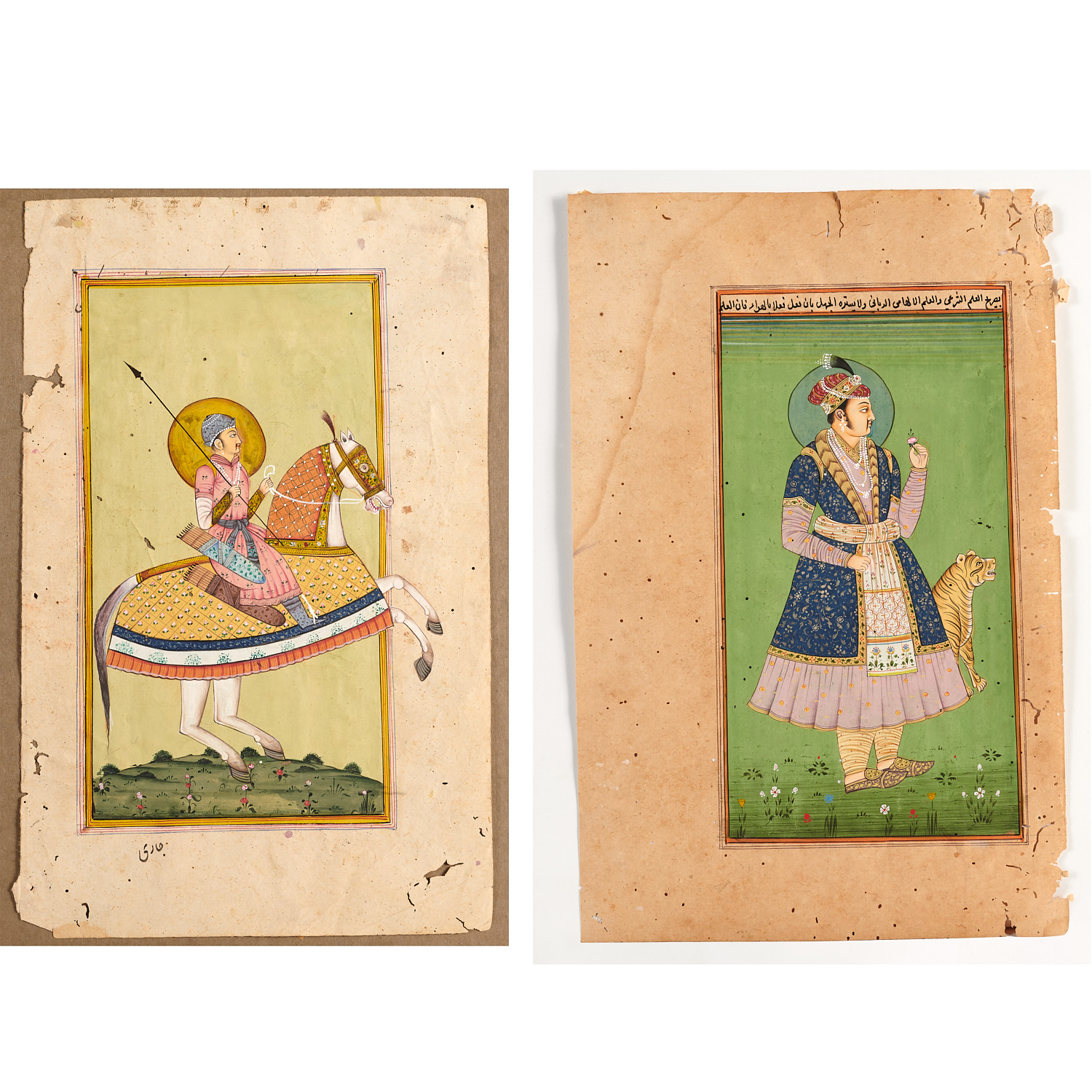 MUGHAL SCHOOL, (2) PAINTINGS Mughal