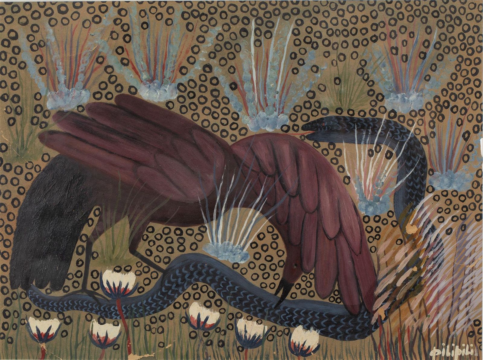 MULONGOY PILIPILI, BIRD WITH SNAKE,