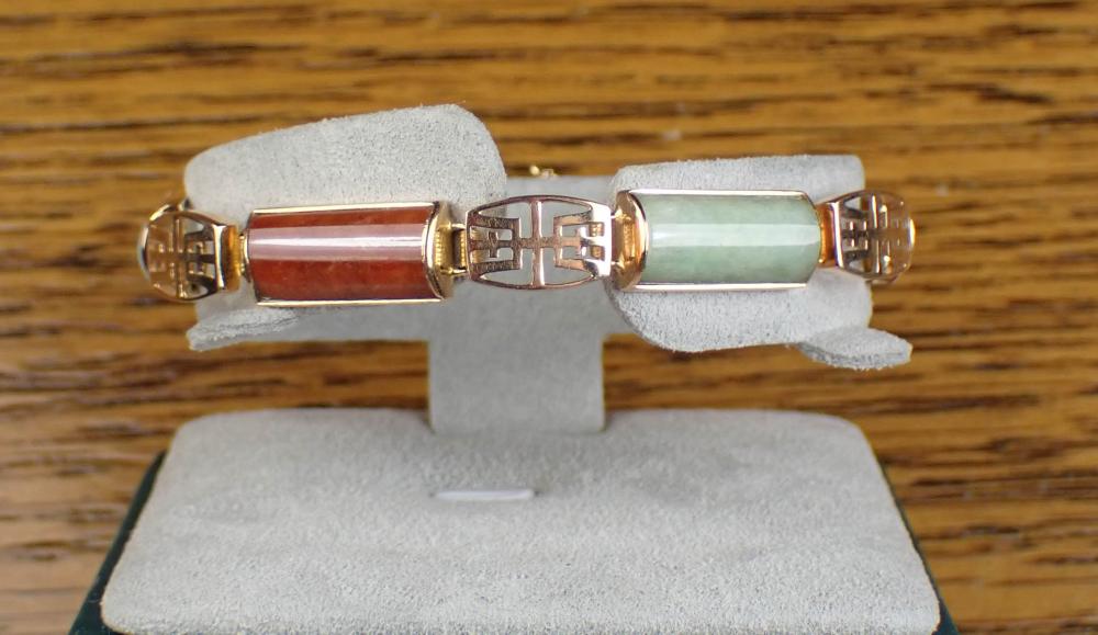 MULTI COLOR JADE AND FOURTEEN KARAT