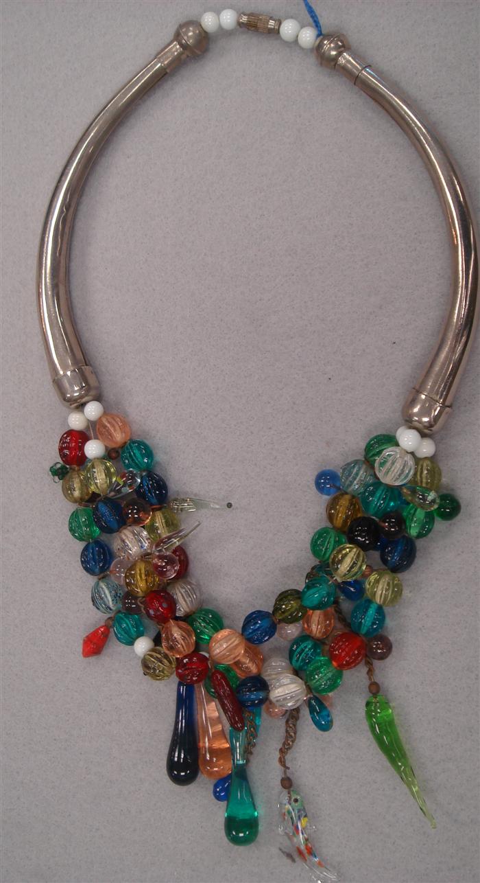 Multi-colored glass bead necklace