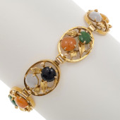 MULTI-COLORED JADE, 14K YELLOW