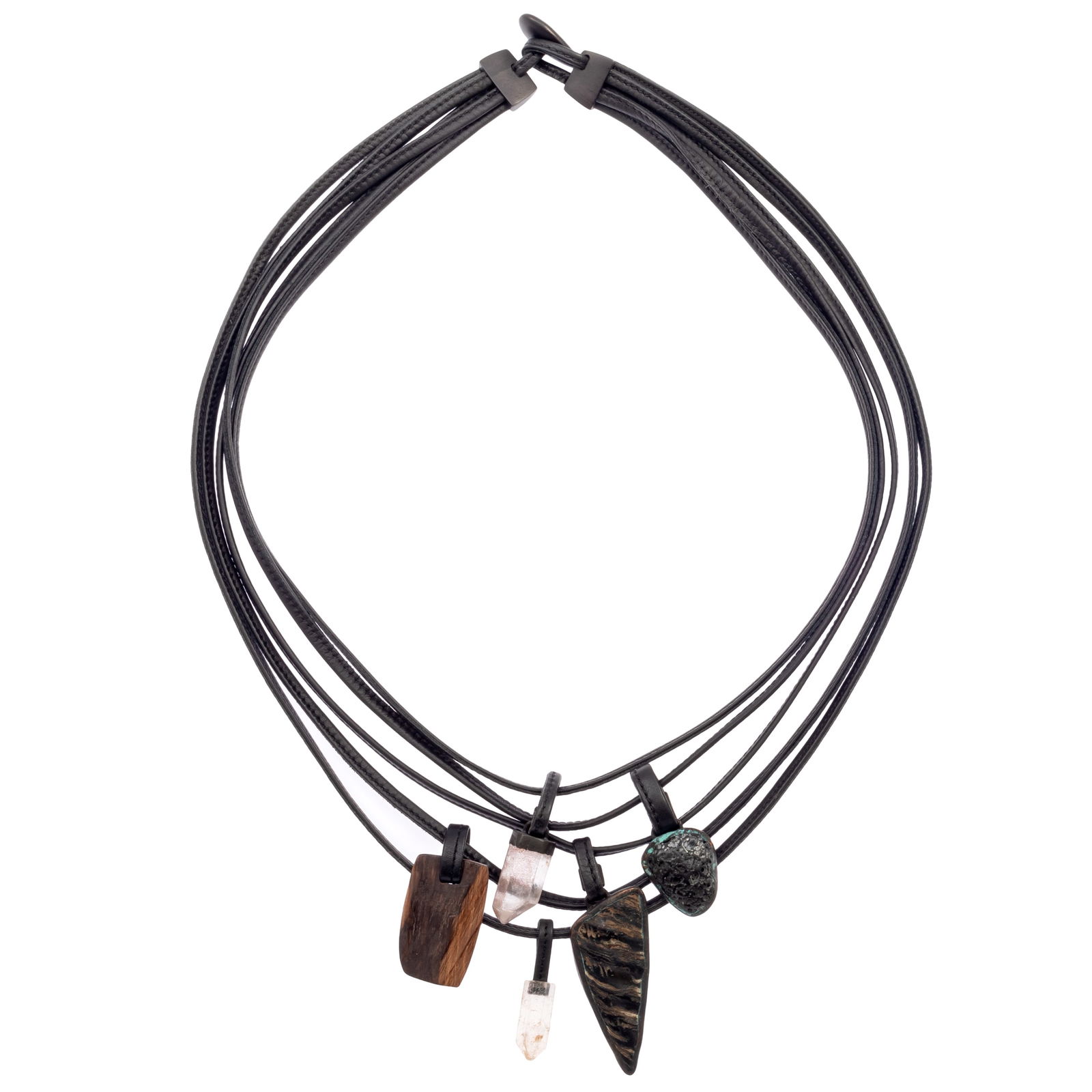 MULTI-DROP, LEATHER NECKLACE, GERDA