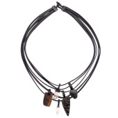 MULTI-DROP, LEATHER NECKLACE,