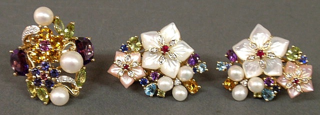 Multi- gem ring and pair of
