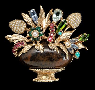 Multi-gemstone floral vase