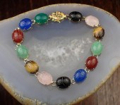 MULTI-STONE SCARAB AND GOLD BR