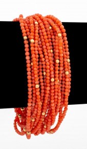 MULTI-STRAND CORAL BEAD BRACEL