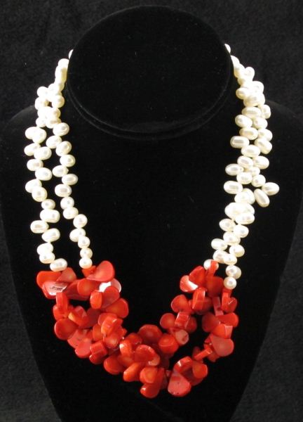Multi-Strand Pearl and Coral
