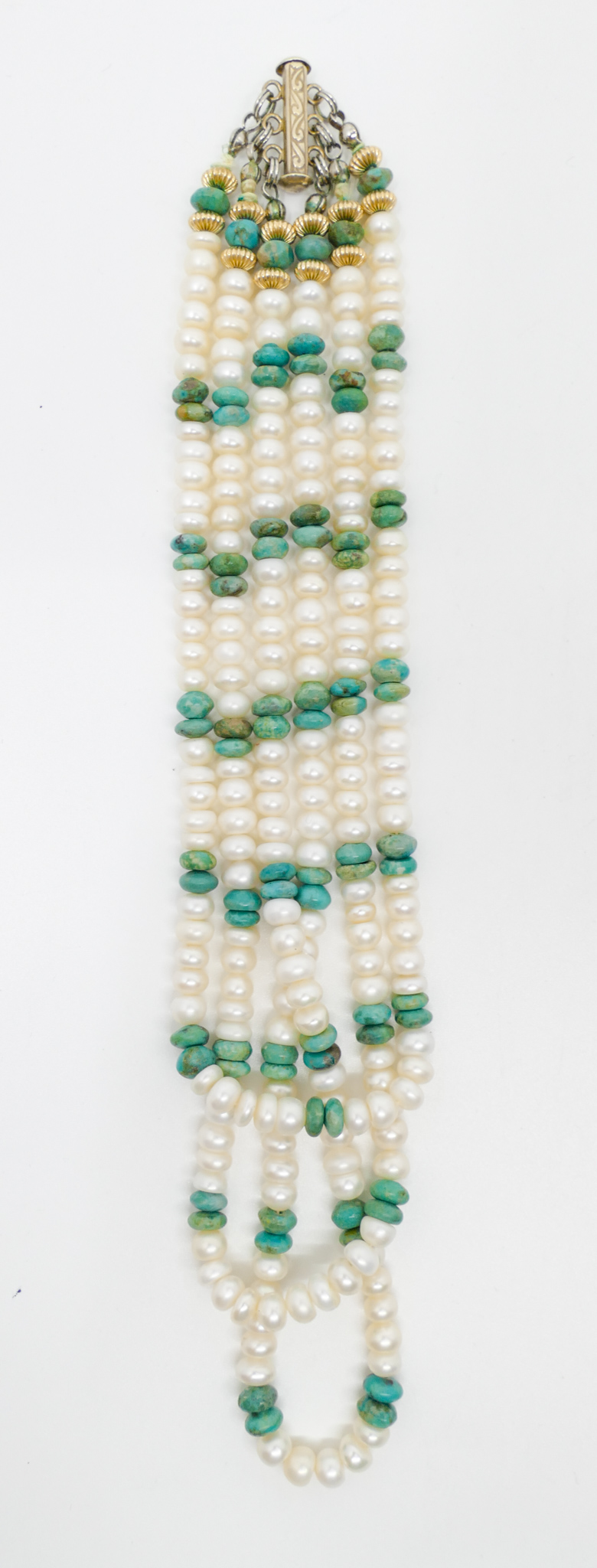 Multi-Strand Pearl and Turquoise