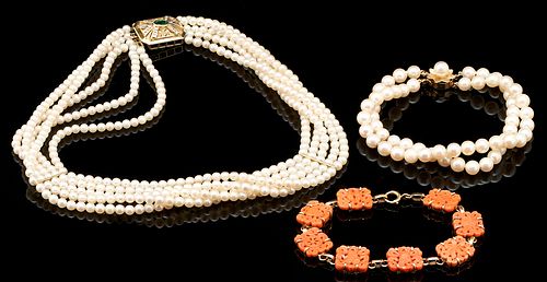 MULTI-STRAND PEARL NECKLACE PLUS