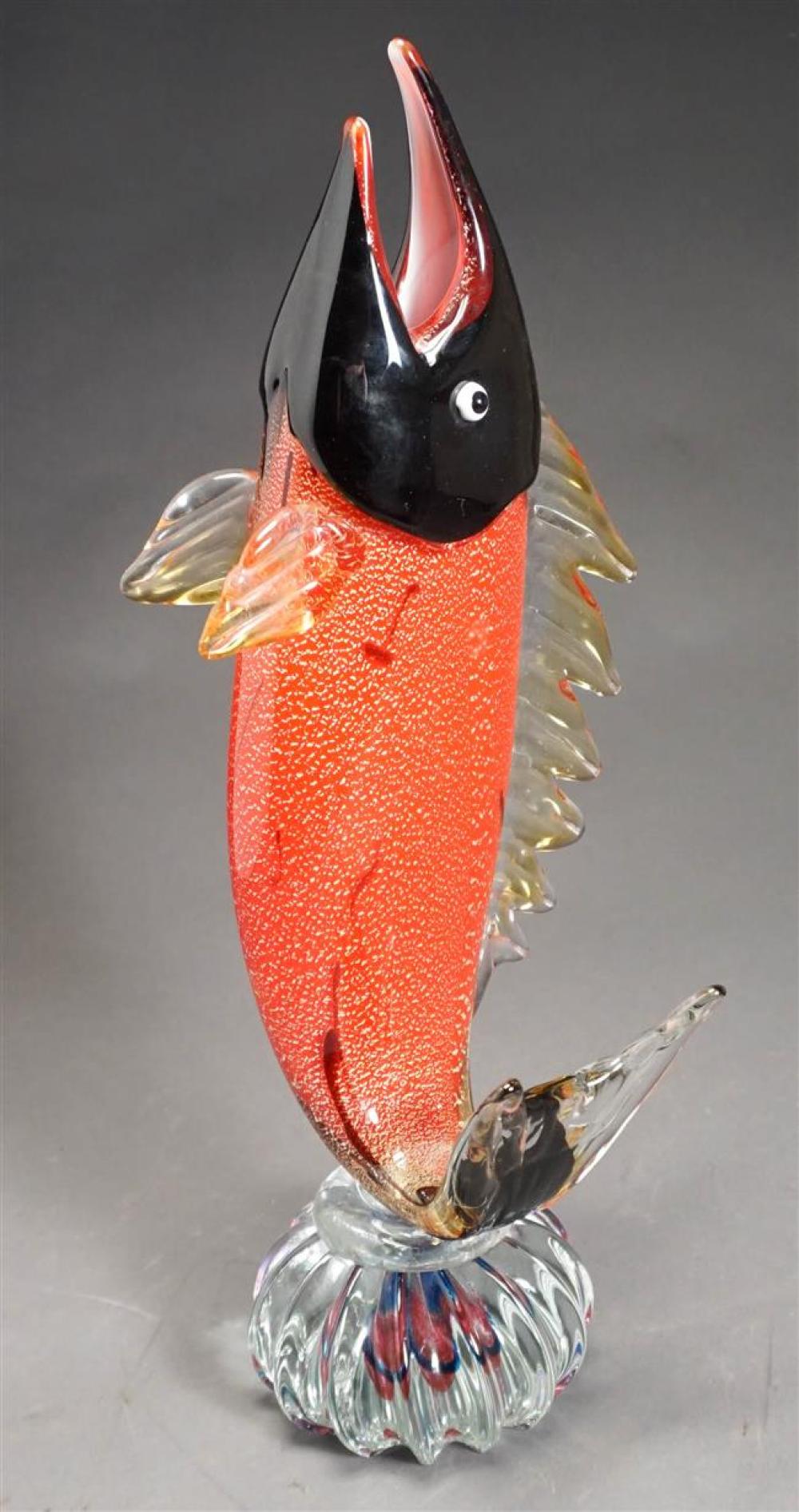 MULTICOLOR GLASS FISH SCULPTURE,