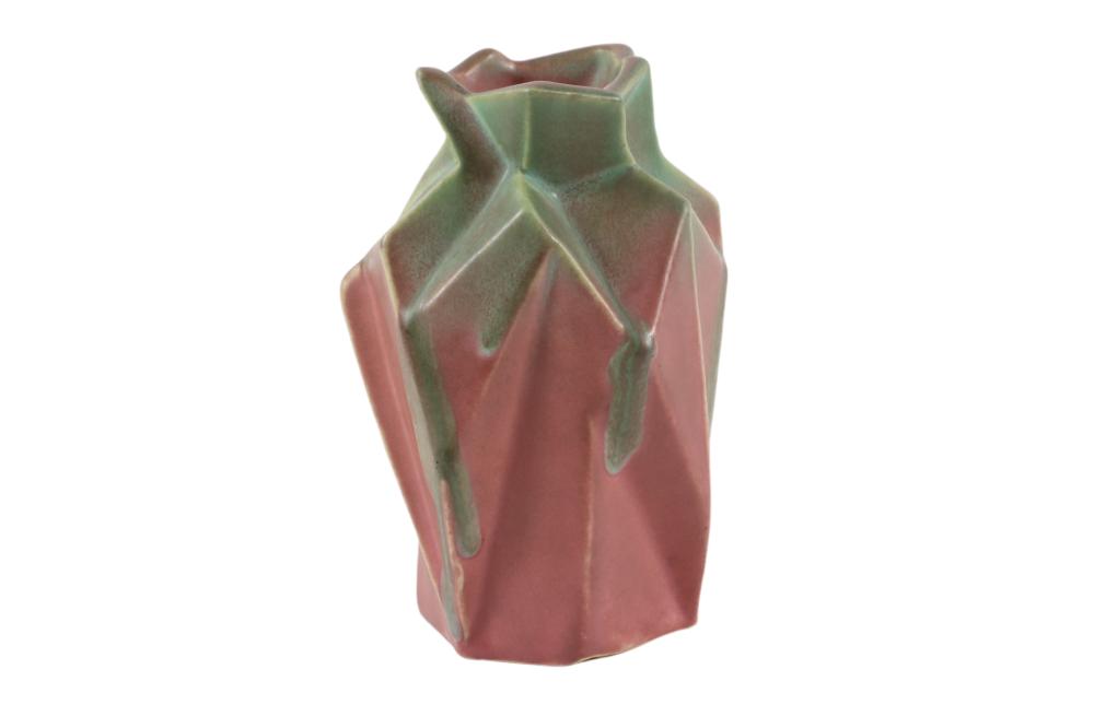 MUNCIE RUBA ROMBIC VASE, 6” T X 3