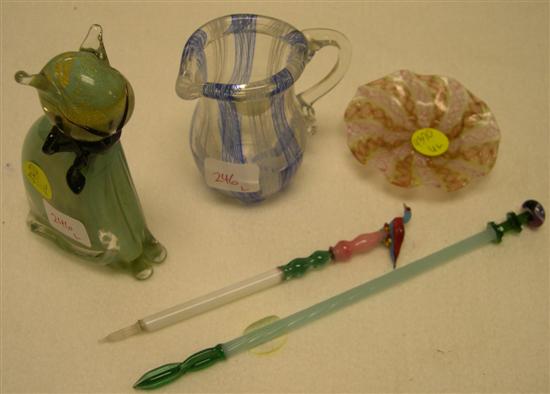 Murano 5'' glass cat; 3 1/4''