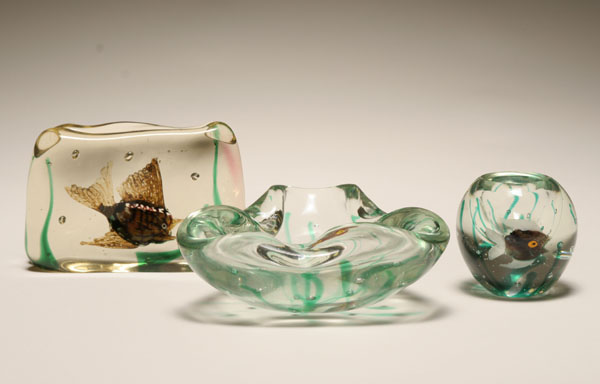 Murano art glass fish block,