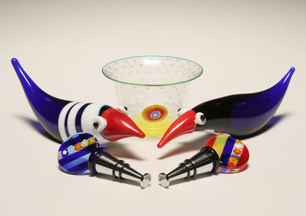 Murano art glass grouping, 5pc,