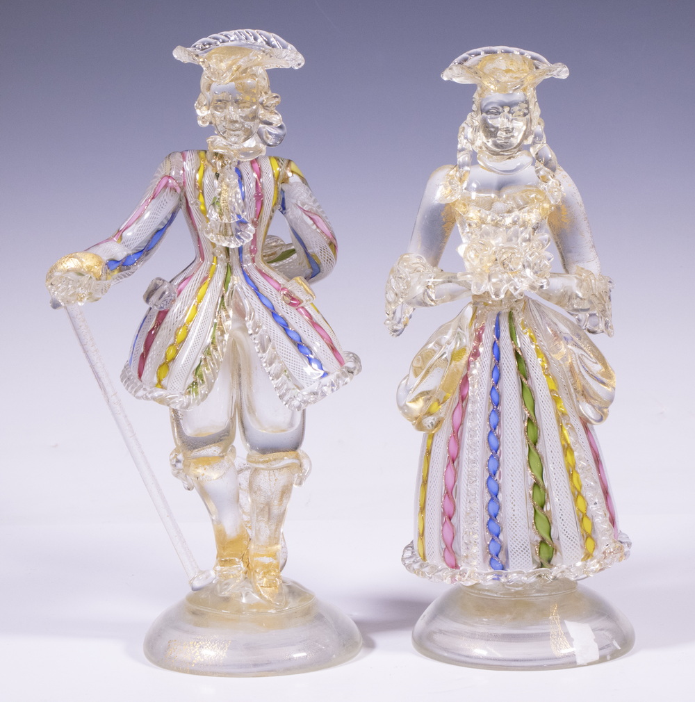 MURANO ART GLASS MAN & LADY FIGURES