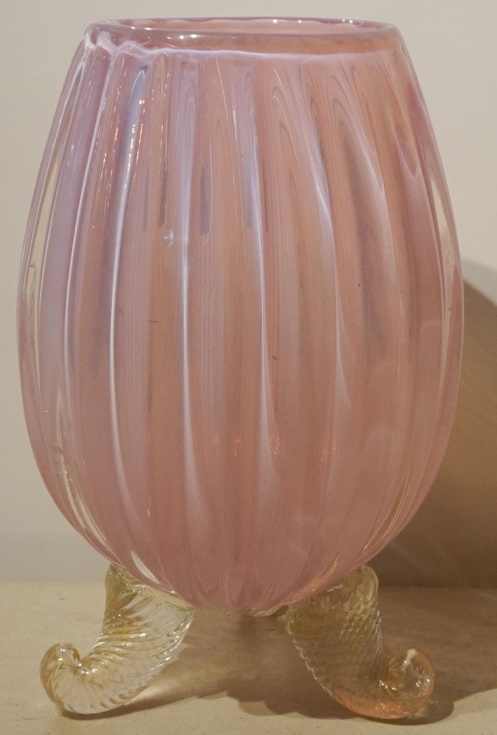 MURANO ART GLASS TRIFID VASE, H: 12