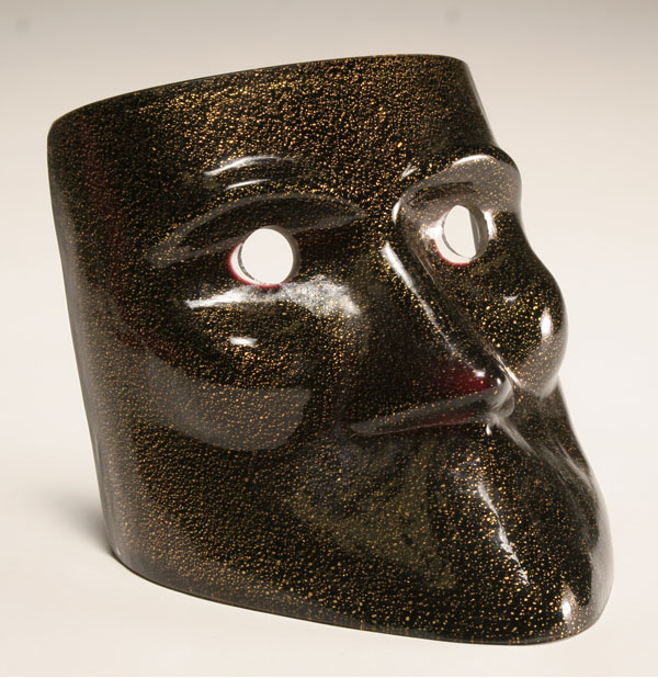 Murano black art glass mask with