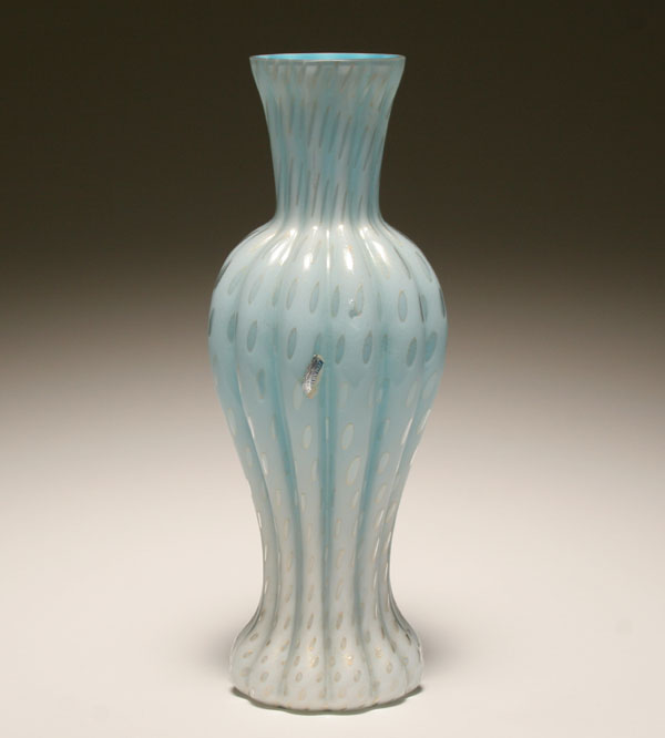 Murano blue art glass vase with