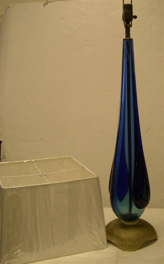 Murano blue tapering glass lamp