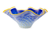 MURANO BLUE & YELLOW RUFFLED G