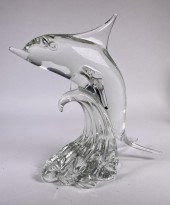 MURANO CLEAR GLASS DOLPHIN SIG