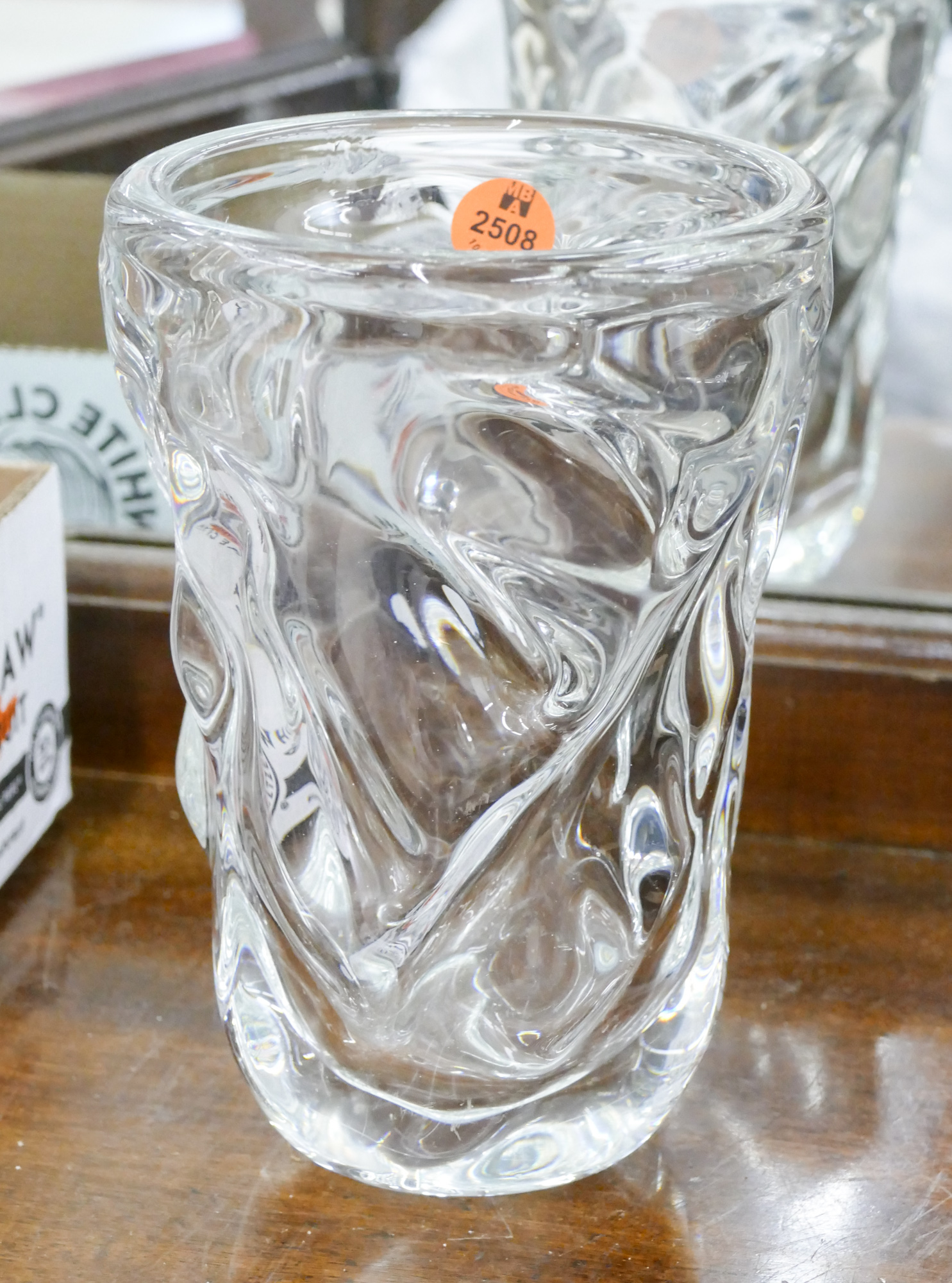 Murano Clear Glass Vase- 7''