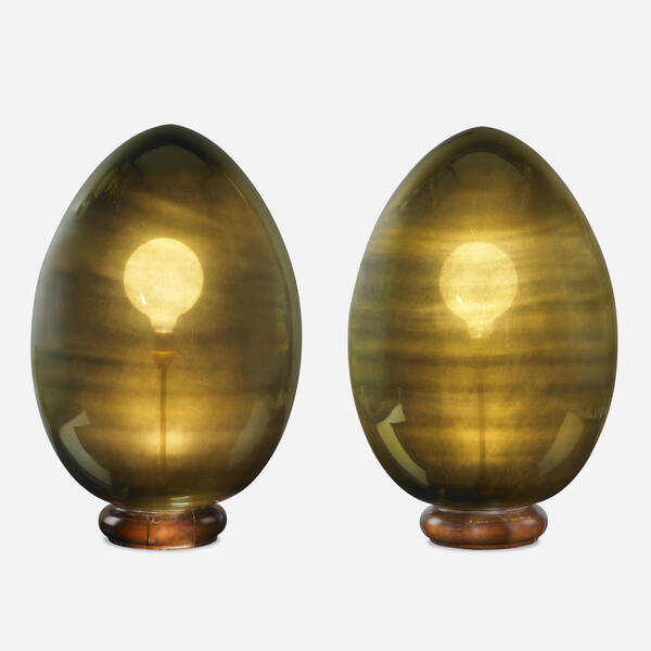 Murano. Egg table lamps, pair. c.