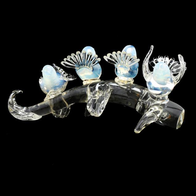 MURANO GLASS BIRDS ON A BRANCH,