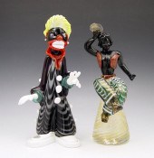 MURANO GLASS BLACK CLOWN AND B