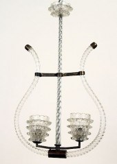 MURANO GLASS BRASS LYRE FORM C