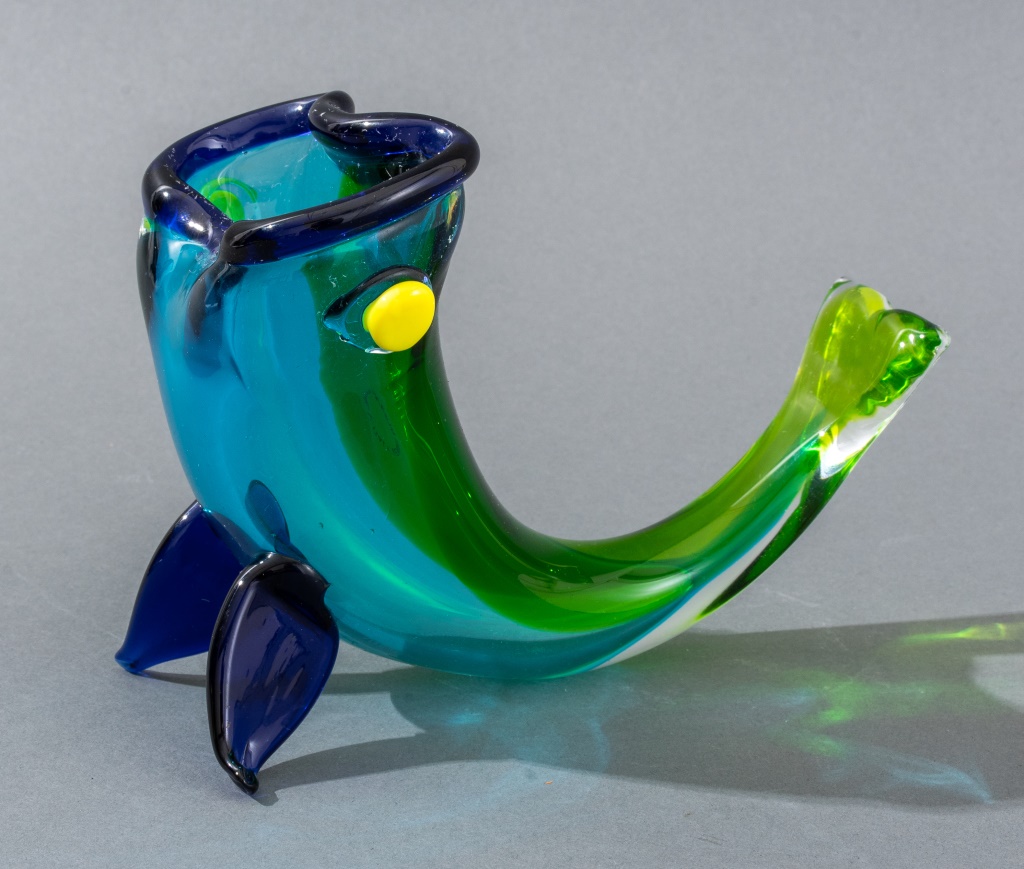 MURANO GLASS FISH FORM VASE,