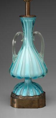 Murano glass lamp, blue glass