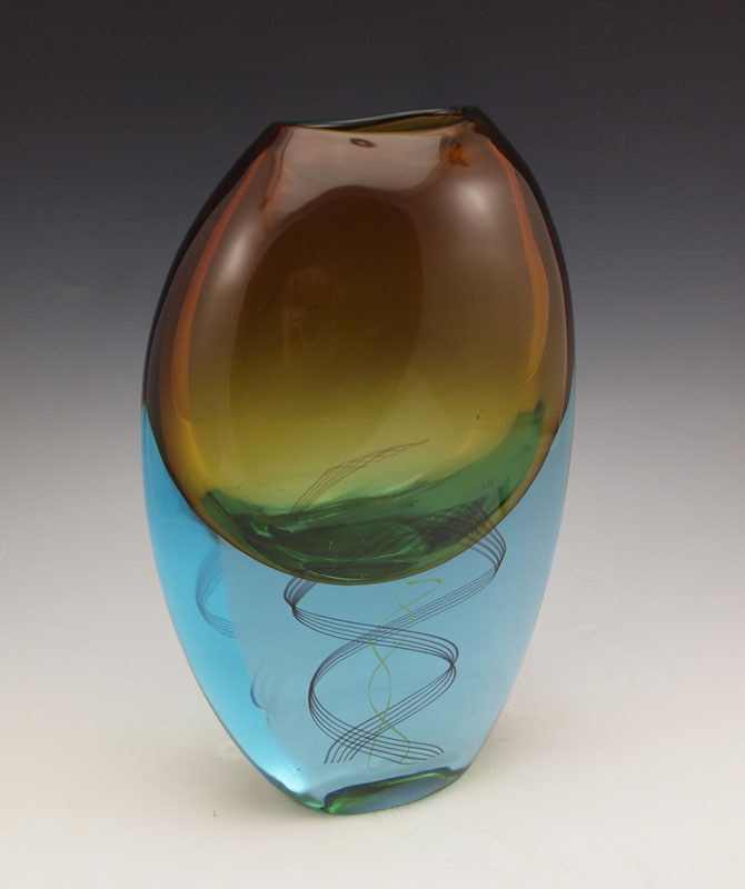 MURANO GLASS VASE: 10'' tall.