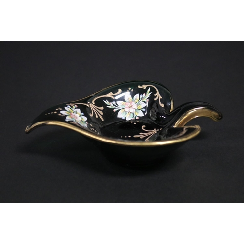 Murano green glass leaf form dish