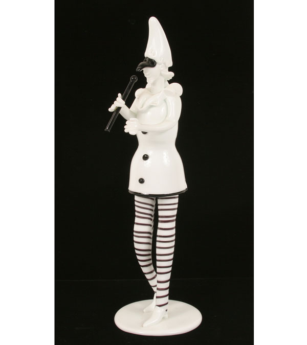 Murano lattimo art glass Commedia