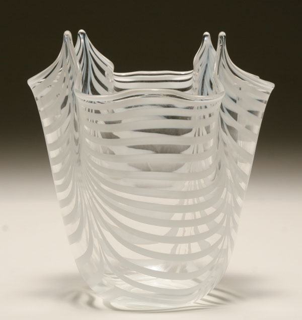 Murano lattimo hanky glass vase.