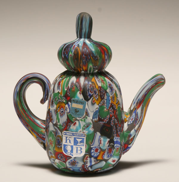 Murano millefiore glass teapot