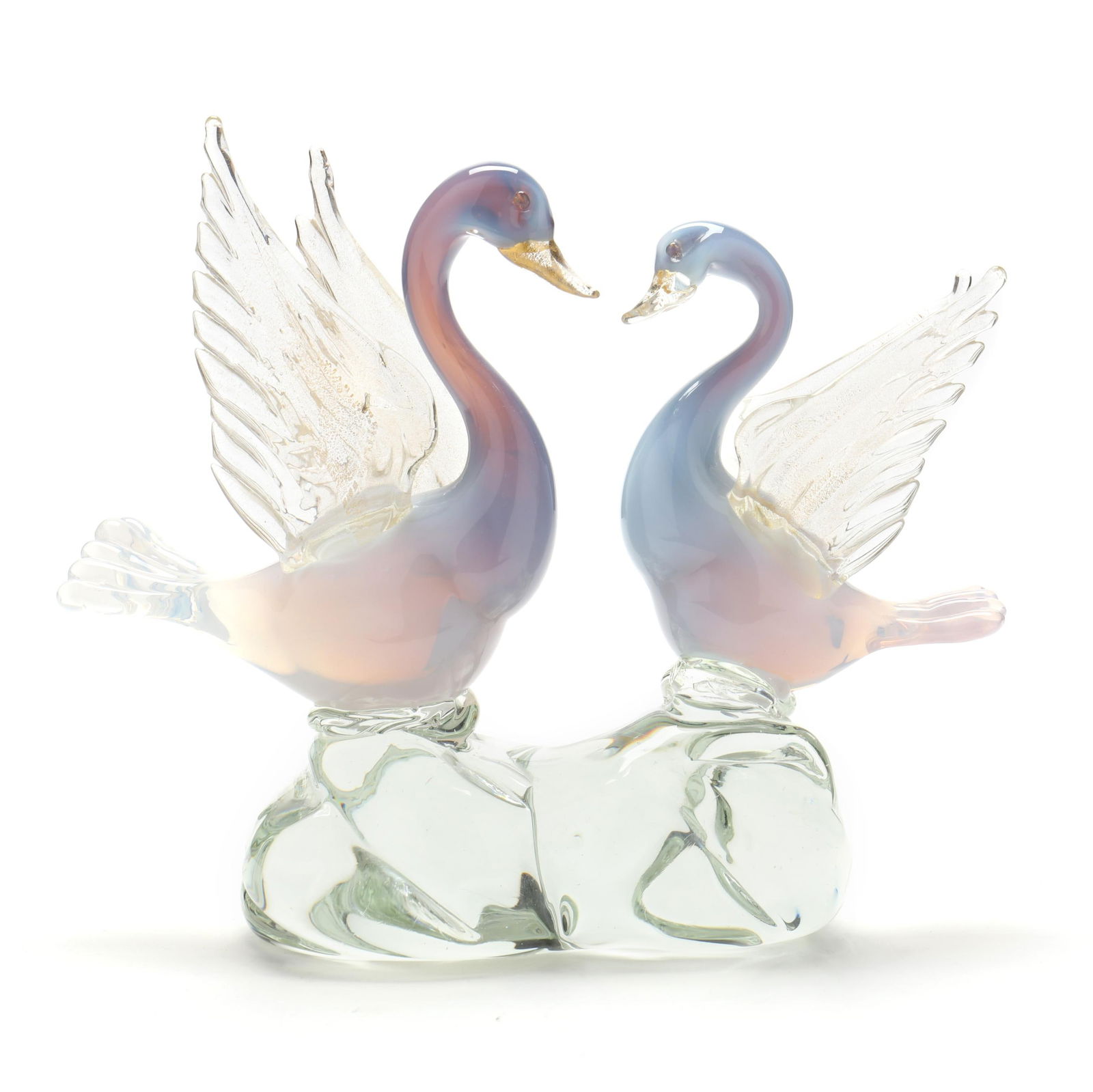 MURANO OPALESCENT GLASS SWAN