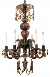 MURANO STYLE AMBER GLASS SIX A