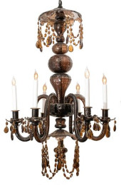 MURANO STYLE AMBER GLASS SIX A