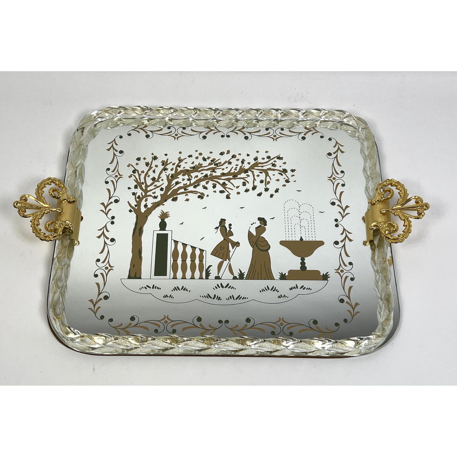 Murano style Mirrored Dresser Tray.