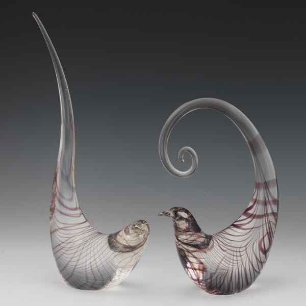 MURANO TWO ART GLASS BIRDS OF