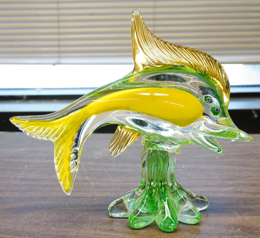 MURANO-TYPE GLASS FISH, H: 10 IN.
