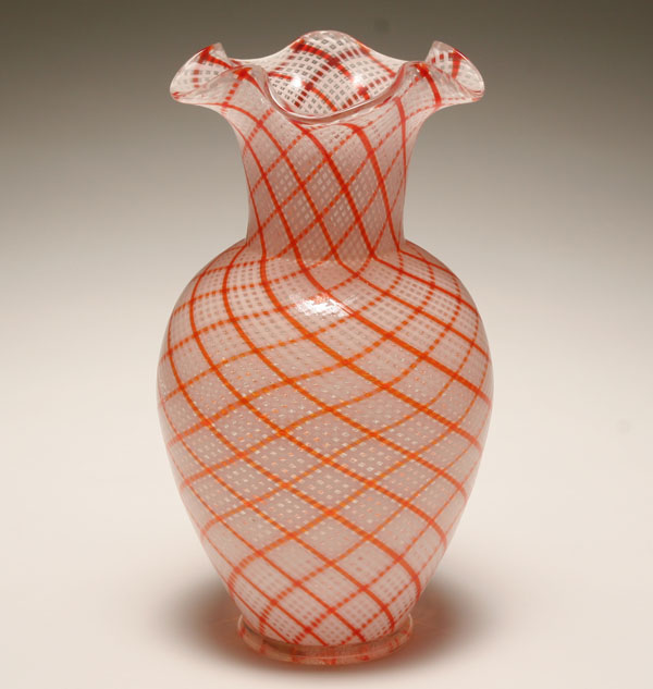 Murano white and orange reticello