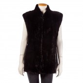 MUSI SHEARED BLACK MINK VEST W