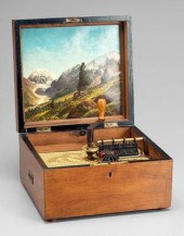 Music box, walnut case, "Kalli