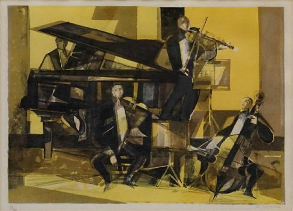 MUSICIANS, COLOR LITHOGRAPH,