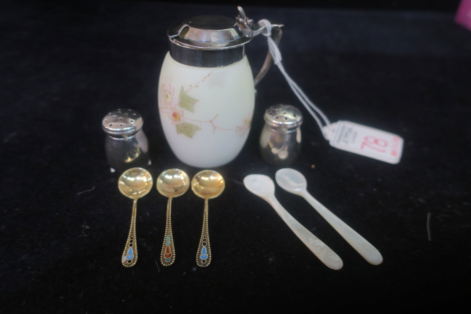 MUSTARD JAR, STERLING SHAKERS AND
